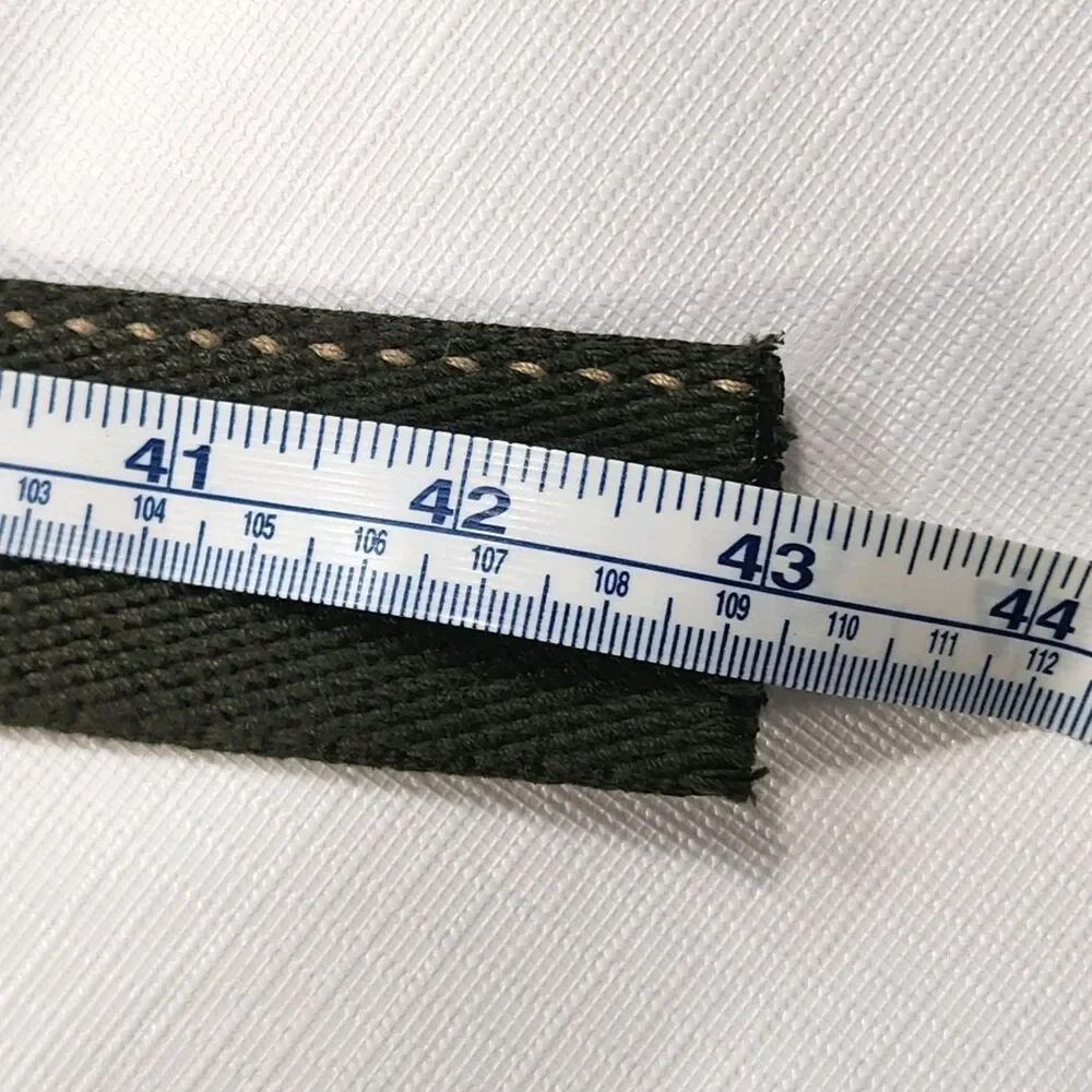 Bison Designs Belt Nylon Web Medium Dark Green Silver Metal Buckle Made in USA